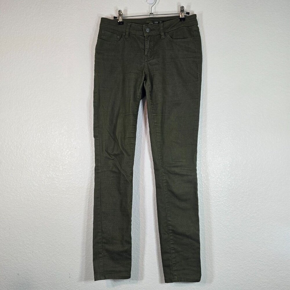 PrAna Skinny Jeans Pants Women Size 2 Green Pockets Casual Cotton Stretch